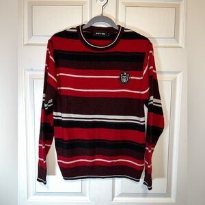 Men's Red Striped Crewneck Sweater